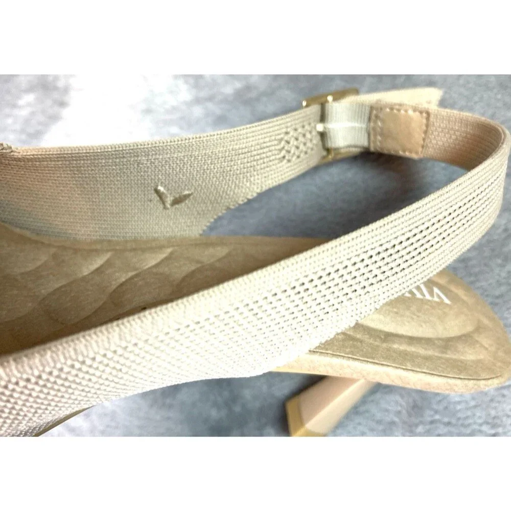 Vivaia NEW Addison knit womens almond kitten heel slingback shoes US 8.5 $169